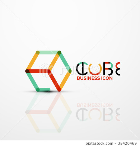 Cube idea concept logo, line Cube idea concept logo, line 38420469