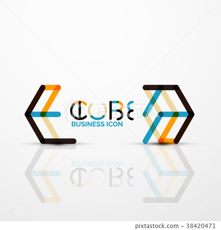 Cube idea concept logo, line Cube idea concept logo, line 38420471