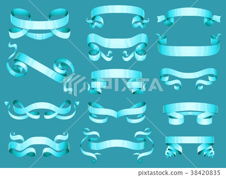Realistic blue winter vector ribbons tape flag set 38420835