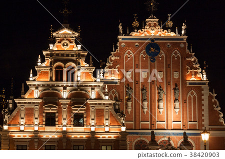 Riga - capital of Latvia. Old city,Blackheads hous 38420903