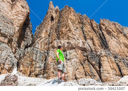 Sass Pordoi south face (2952 m)in Gruppo del Sella Sass Pordoi south face (2952 m)in Gruppo del Sella 38421087