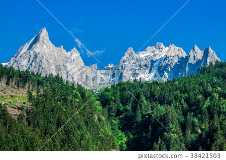 View of Dru Peak in Chamonix, Alps, France 38421503