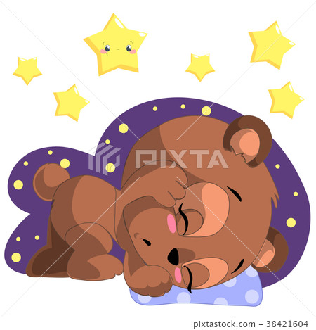 Sleeping cartoon bear clipart vector with moon and Sleeping cartoon bear clipart vector with moon and 38421604