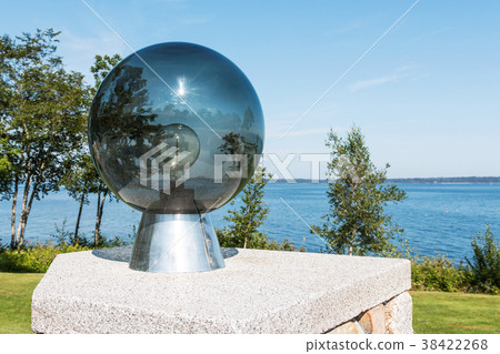 Looking through a glass orb overlooking Bay Maine Looking through a glass orb overlooking Bay Maine 38422268