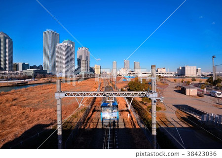 JR freight train running in the Takashima waterfront park 38423036
