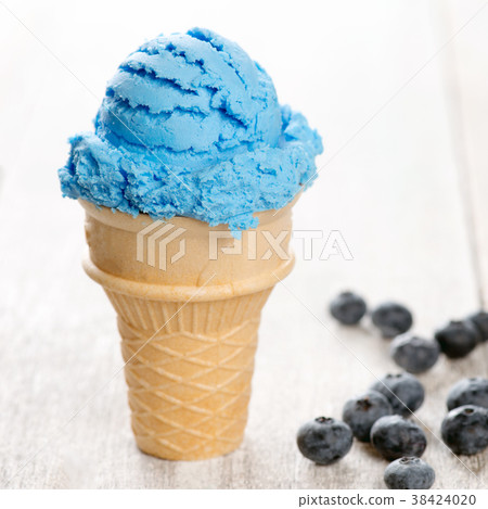 Blue ice cream waffle cone Blue ice cream waffle cone 38424020