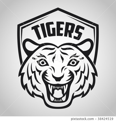 Black tiger head mascot on white background Black tiger head mascot on white background 38424519