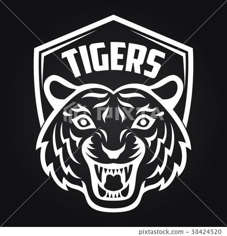 White tiger head mascot on black background White tiger head mascot on black background 38424520