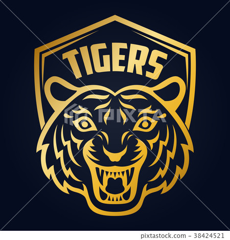 Gold tiger head mascot Gold tiger head mascot 38424521