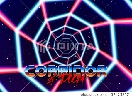 Neon tunnel in space with 80s styled lazer lines 38425237