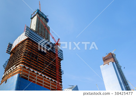 Construction cranes on construction site NYC 38425477