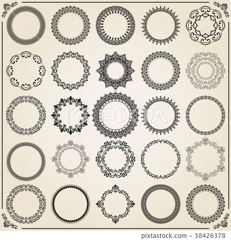 Vintage Set of Round Elements - Stock Illustration [38426378] - PIXTA