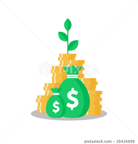 Tree growing on coins stack with Mutual fund 38426899