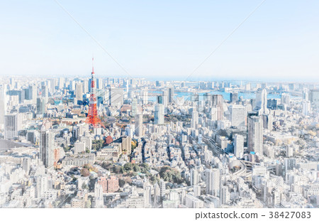 tokyo city skyline with watercolor, sketch effect tokyo city skyline with watercolor, sketch effect 38427083