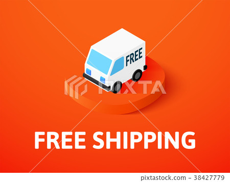 图库插图 free shipping isometric icon isolated on color