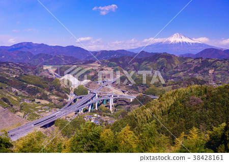 [靜岡縣]新東名高速公路新清水JCT和富士山 38428161