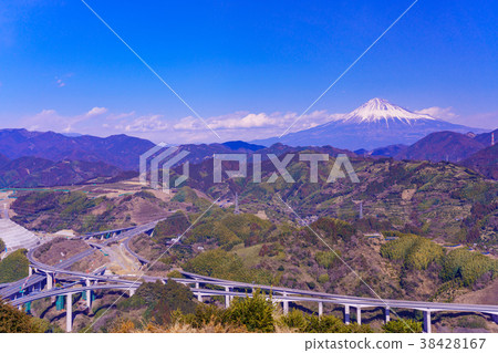 [靜岡縣]新東名高速公路新清水JCT和富士山 38428167