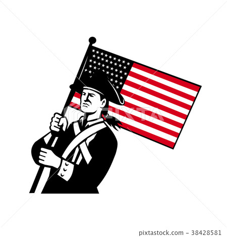 American Patriot Holding Flag Retro American Patriot Holding Flag Retro 38428581