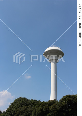 Blue sky and water tower Blue sky and water tower 38430552