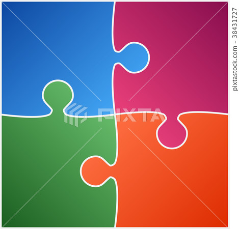 Four Color Piece Puzzle. Vector Illustration. 38431727