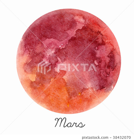 Watercolor Mars planet vector illustration 38432070