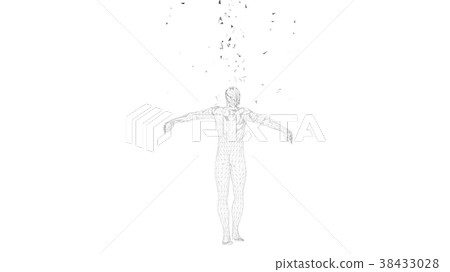 Conceptual abstract man. Connected lines, dots 38433028