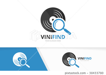 Vector vinyl and loupe logo combination. Record 38433780