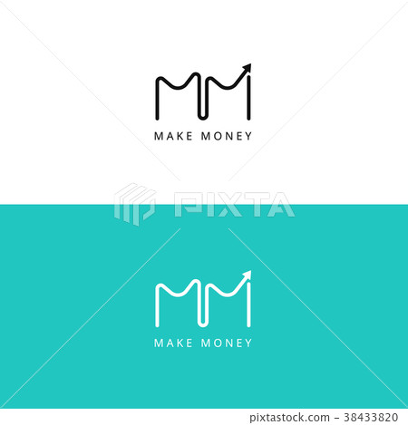 M letter financial chart logo. Grow up graph sign M letter financial chart logo. Grow up graph sign 38433820