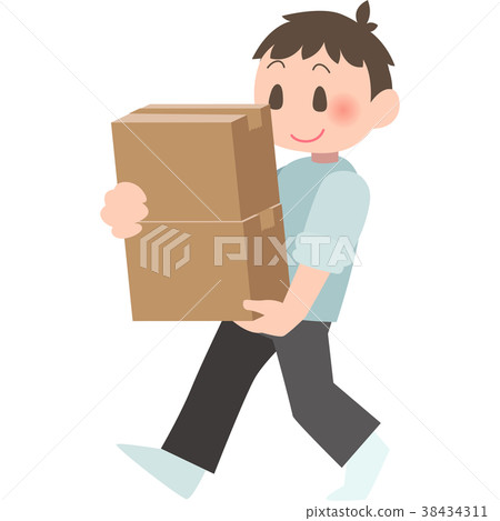 Men carrying corrugated cardboard Men carrying corrugated cardboard 38434311