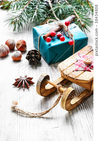 Christmas sleigh and gifts 38434808