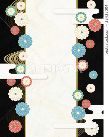 日本現代菊花花流線（日本紙紋理） 38435004