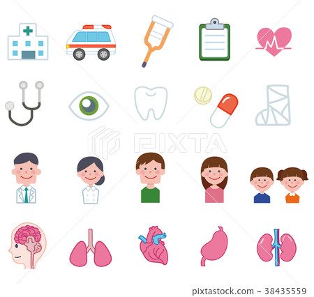 Medical and hospital icons set: Illustration material 38435559