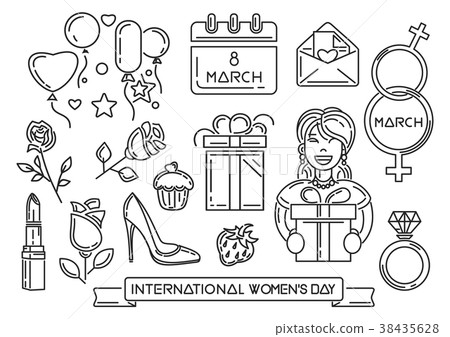 Line icons set for International Womens Day 38435628