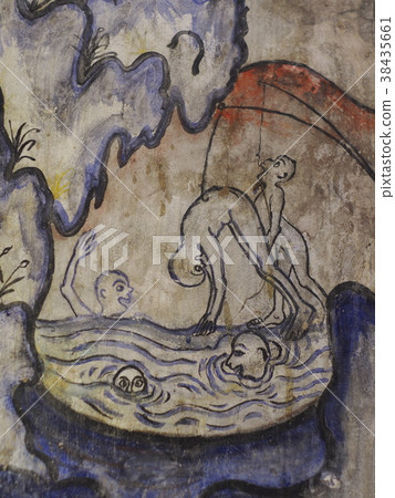 wall painting view in temple of northern THAILAND wall painting view in temple of northern THAILAND 38435661