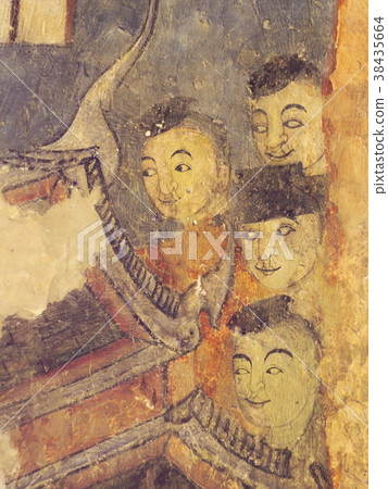 wall painting view in temple of northern THAILAND wall painting view in temple of northern THAILAND 38435664