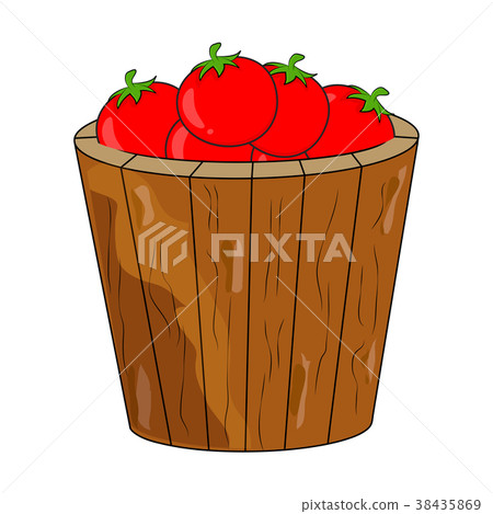 cartoon tomatoes basket, bucket isolated on white 38435869