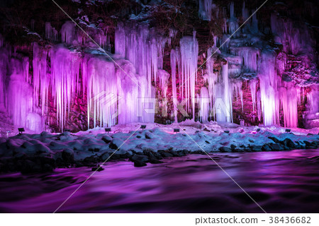 Ice pillar of thirty hammer Mikazuki no Oclite Light Up Night view (Chichibu city, Saitama Prefecture) February 2018 Ice pillar of thirty hammer Mikazuki no Oclite Light Up Night view (Chichibu city, Saitama Prefecture) February 2018 38436682
