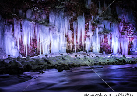 Ice pillar of thirty hammer Mikazuki no Oclite Light Up Night view (Chichibu city, Saitama Prefecture) February 2018 Ice pillar of thirty hammer Mikazuki no Oclite Light Up Night view (Chichibu city, Saitama Prefecture) February 2018 38436683