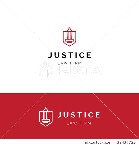 Minimalistic logo with sword and shield 38437722