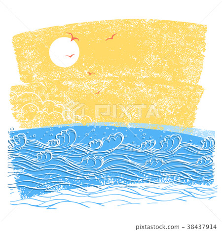Blue sea waves and sky. Vector abstract Blue sea waves and sky. Vector abstract 38437914
