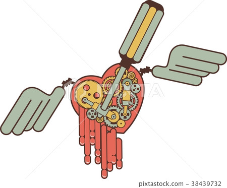 Steampunk mechanism heart 38439732