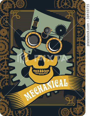 Steampunk mechanism skull 38439735