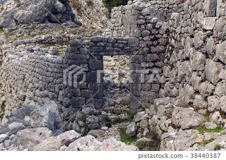 old stone ruins in the mountains in the town of 38440387