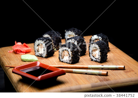 Sushi zuko with shrimp and black masago caviar 38441752