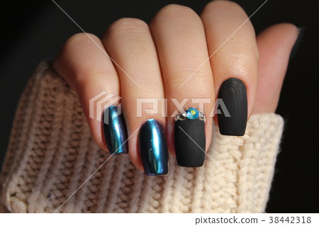 Manicured nails Nail Polish art design. 38442318