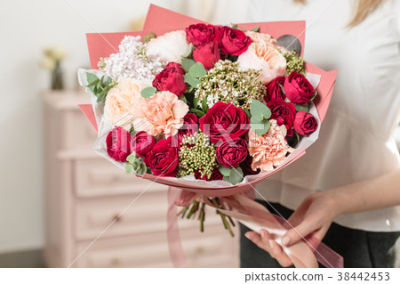 bouquet of highly red coloured . beautiful luxury 38442453