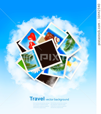 Travel background with vacation photos. Vector. 38442540