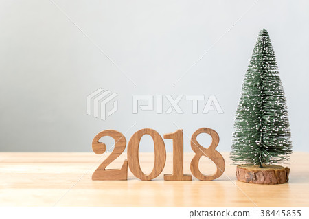 Happy new year 2018, Number wood material on table Happy new year 2018, Number wood material on table 38445855