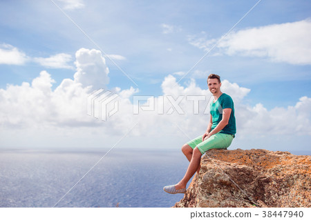 Young man enjoying breathtaking views from Shirley Young man enjoying breathtaking views from Shirley 38447940