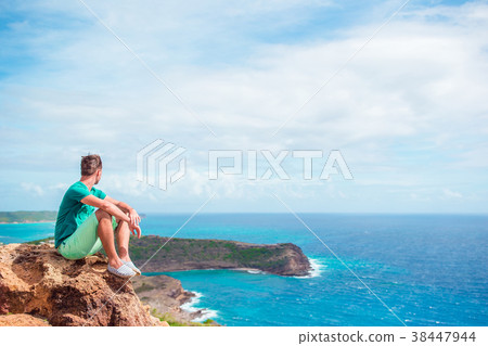 Young man enjoying breathtaking views from Shirley Young man enjoying breathtaking views from Shirley 38447944
